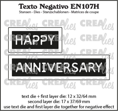 Crealies Texto Negativo Dies English No. 107H Happy Anniversary (EN107H) Crealies Texto Negativo Dies English No. 107H Happy Anniversary (EN107H)