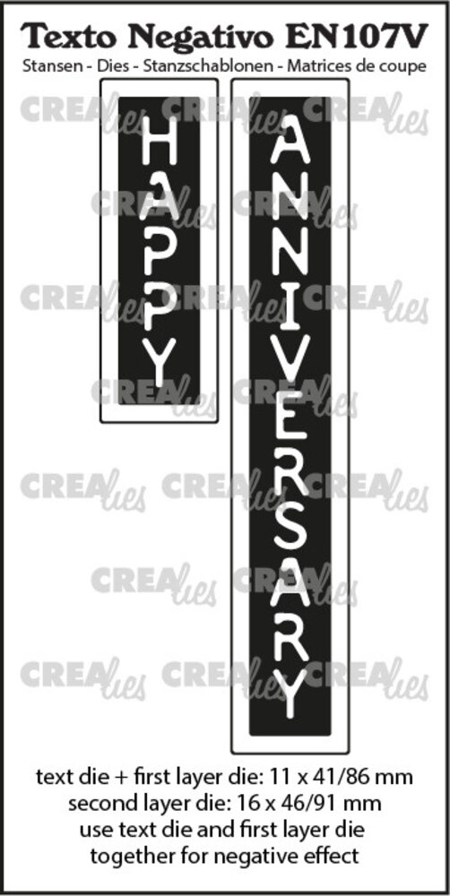 Crealies Texto Negativo Dies English No. 107V Happy Anniversary (EN107V) Crealies Texto Negativo Dies English No. 107V Happy Anniversary (EN107V)