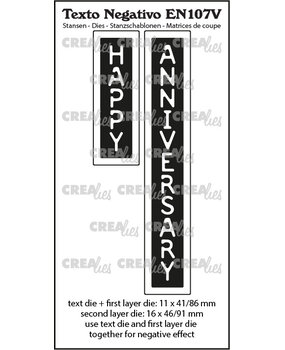 Crealies Texto Negativo Dies English No. 107V Happy Anniversary (EN107V)