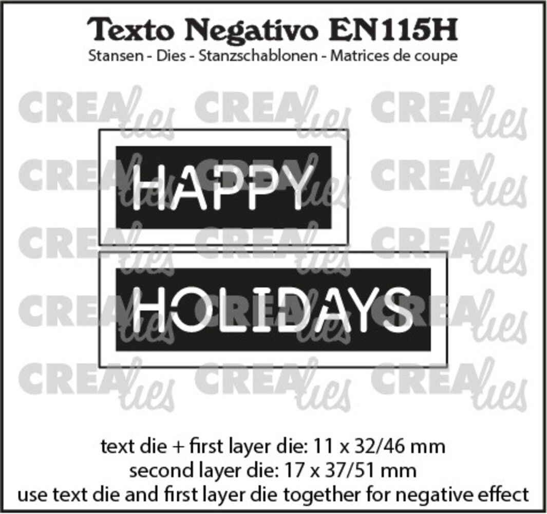 Crealies Texto Negativo Dies English No. 115H Happy Holidays (EN115H) Crealies Texto Negativo Dies English No. 115H Happy Holidays (EN115H)