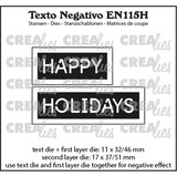 Crealies Texto Negativo Dies English No. 115H Happy Holidays (EN115H)