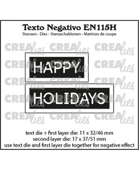 Crealies Texto Negativo Dies English No. 115H Happy Holidays (EN115H)