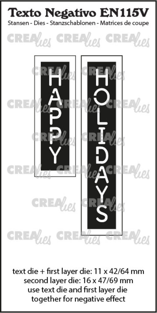 Crealies Texto Negativo Dies English No. 115V Happy Holidays (EN115V) Crealies Texto Negativo Dies English No. 115V Happy Holidays (EN115V)