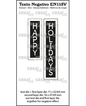 Crealies Texto Negativo Dies English No. 115V Happy Holidays (EN115V)
