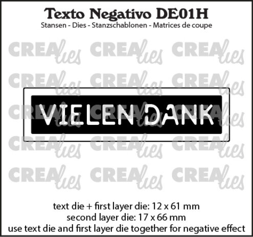 Crealies Texto Negativo Stansen German No. 1H Vielen Dank (DE01H) Crealies Texto Negativo Stansen German No. 1H Vielen Dank (DE01H)