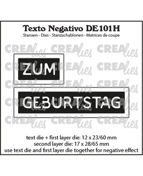 Crealies Texto Negativo Dies German No. 101H Zum Geburtstag (DE101H)