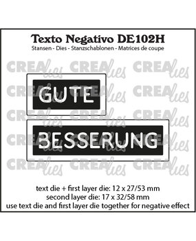 Crealies Texto Negativo Stansen German No. 102H Gute Besserung (DE102H)