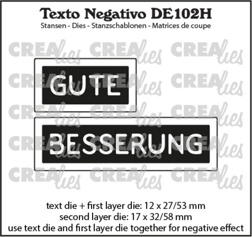 Crealies Texto Negativo Dies German No. 102H Gute Besserung (DE102H) Crealies Texto Negativo Dies German No. 102H Gute Besserung (DE102H)
