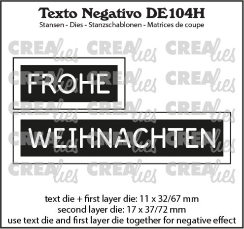Crealies Texto Negativo Dies German No. 104H Frohe Weihnachten (DE104H) Crealies Texto Negativo Dies German No. 104H Frohe Weihnachten (DE104H)
