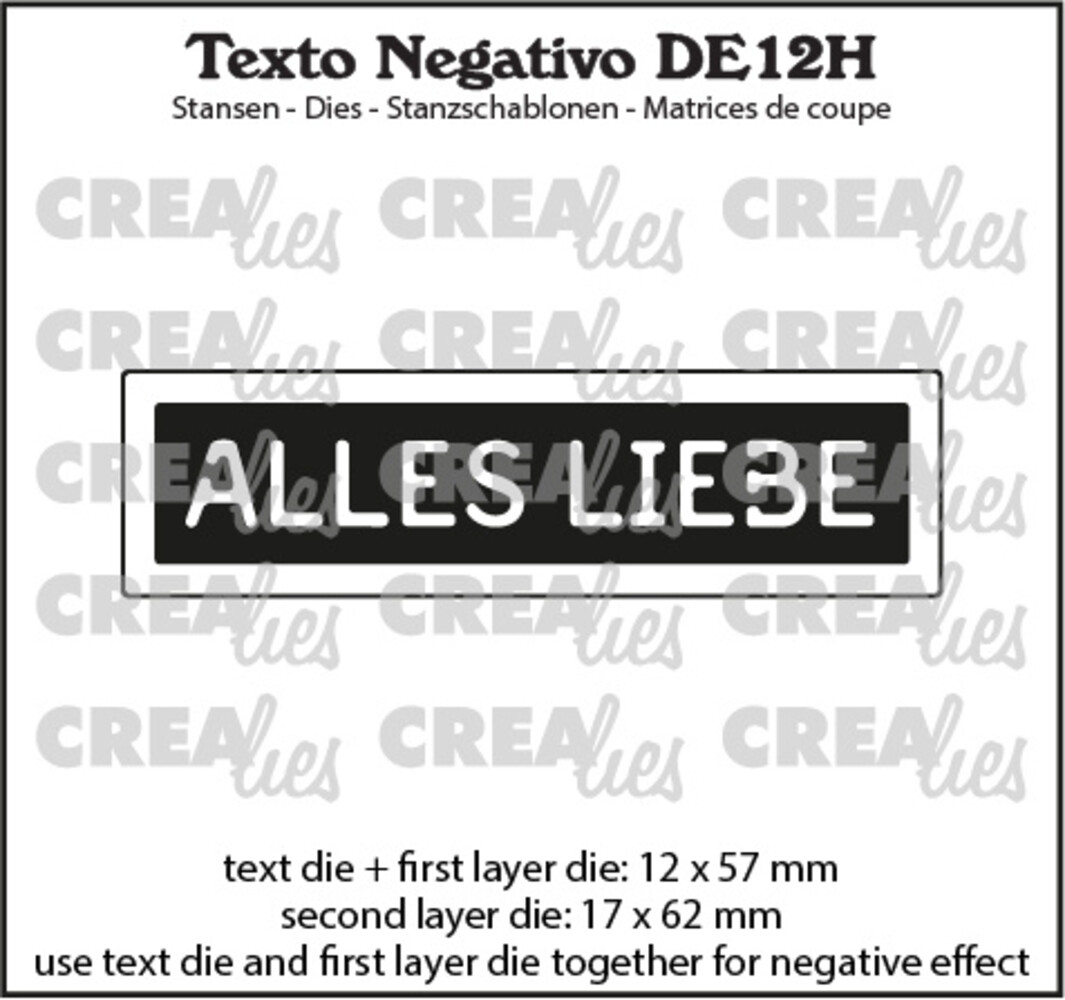 Crealies Texto Negativo Stansen German No. 12H Alles Liebe (DE12H) Crealies Texto Negativo Stansen German No. 12H Alles Liebe (DE12H)