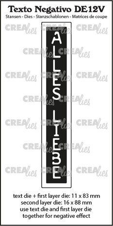 Crealies Texto Negativo Dies German No. 12V Alles Liebe (DE12V) Crealies Texto Negativo Dies German No. 12V Alles Liebe (DE12V)