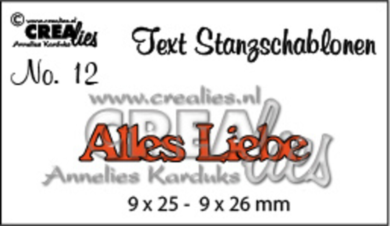 Crealies Text Dies German No. 12 Alles Liebe (CLTSS12)