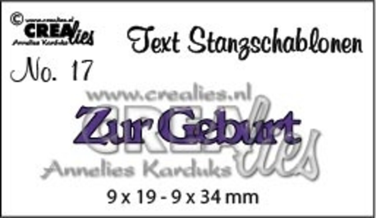 Crealies Tekst Stansen German No. 17 Zur Geburt (CLTSS17)