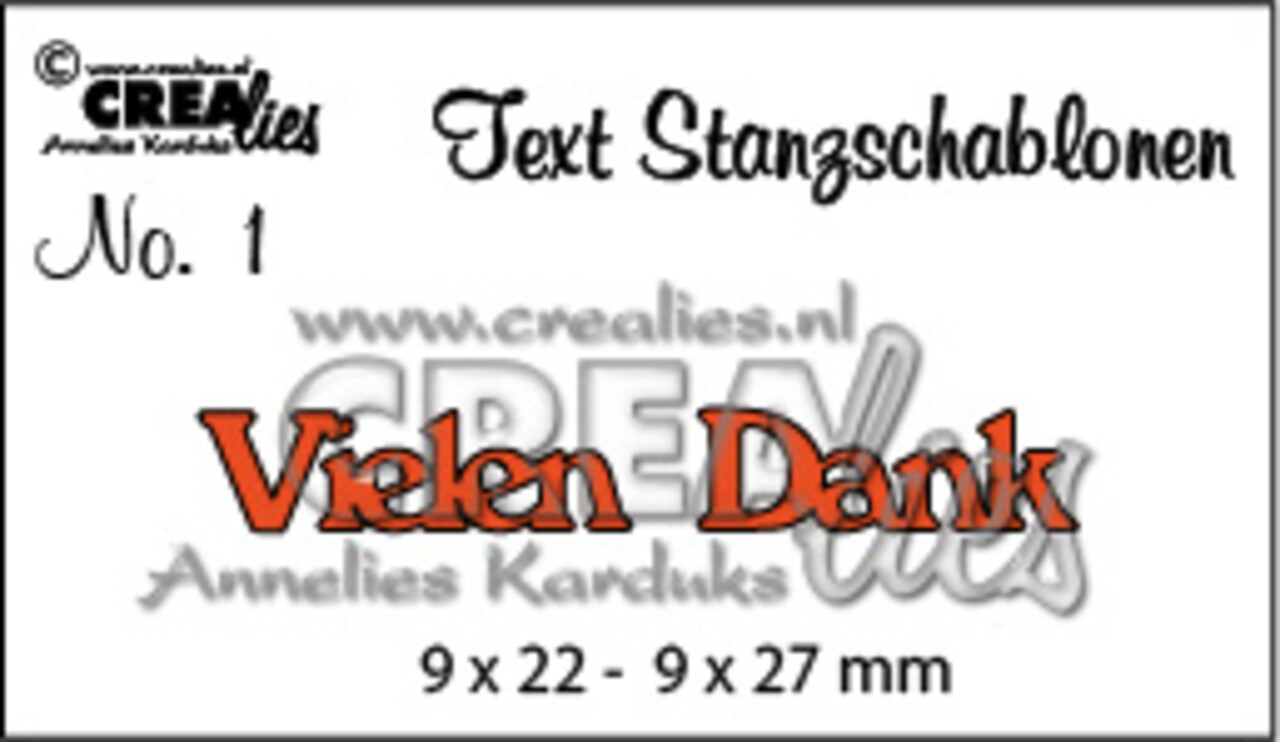 Crealies Text Dies German No. 1 Vielen Dank (CLTSS01)