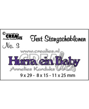 Crealies Text Dies German No. 3 Hurra Ein Baby (CLTSS03)