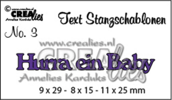 Crealies Text Dies German No. 3 Hurra Ein Baby (CLTSS03)