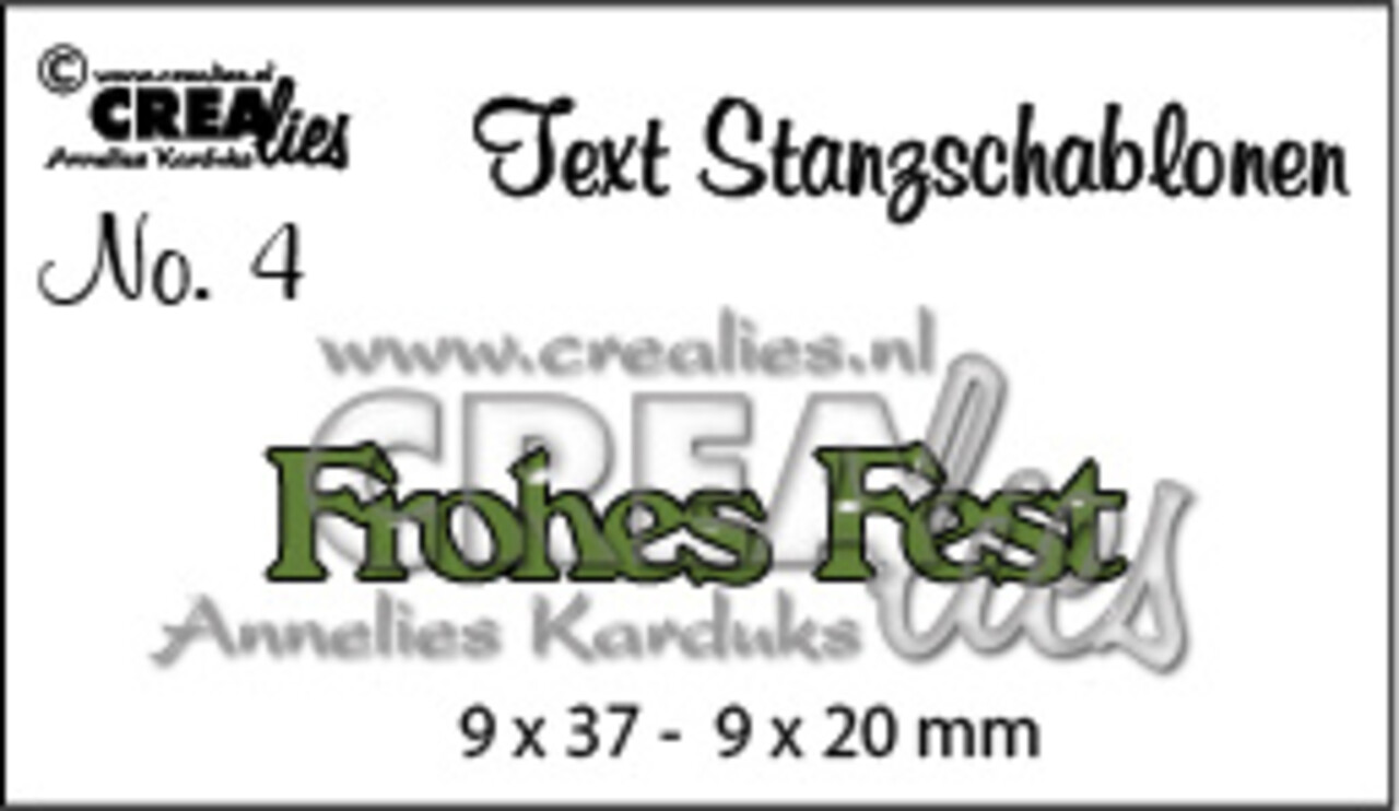 Crealies Tekst Stansen German No. 4 Frohes Fest (CLTSS04)