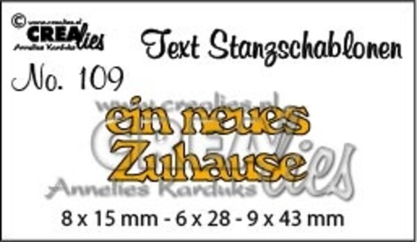 Crealies Tekst Stansen German No. 109 Ein Neues Zuhause (CLTSS109)