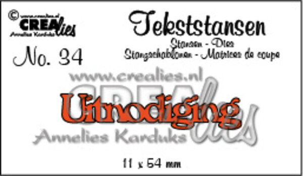 Crealies Tekst Stansen Dutch No. 34 Uitnodiging (CLTS34)