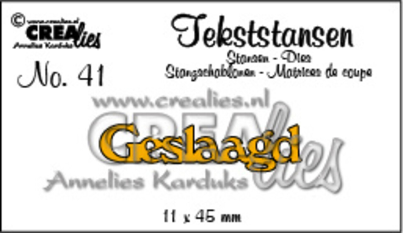 Crealies Tekst Stansen Dutch No. 41 Geslaagd (CLTS41)