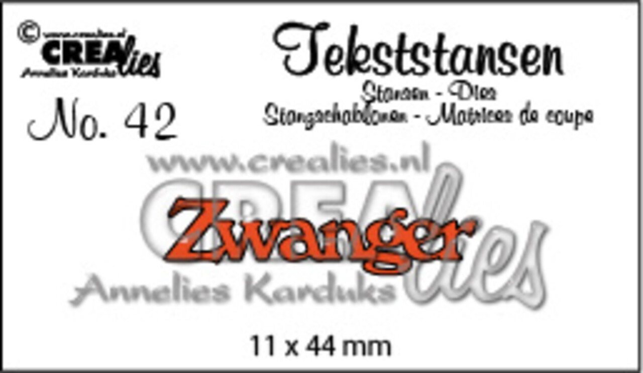 Crealies Tekst Stansen Dutch No. 42 Zwanger (CLTS42)