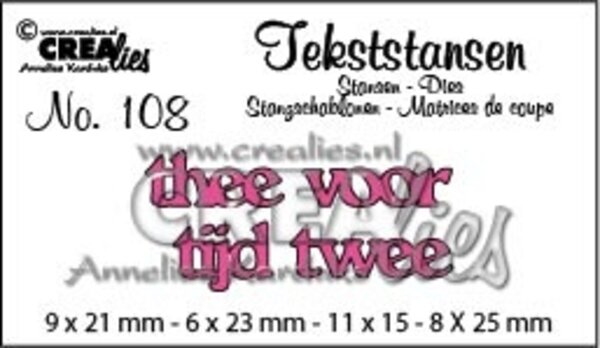 Crealies Tekst Stansen Dutch No. 108 Thee Tijd Voor Twee (CLTS108)
