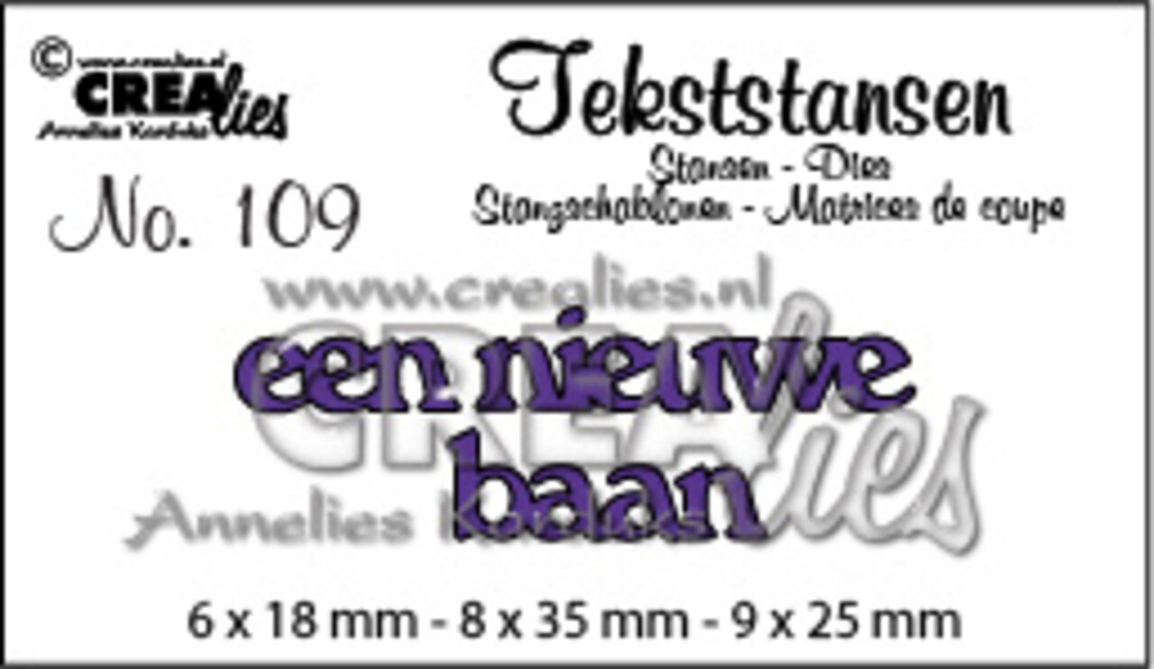 Crealies Tekst Stansen Dutch No. 109 Een Nieuwe Baan (CLTS109) Crealies Tekst Stansen Dutch No. 109 Een Nieuwe Baan (CLTS109)