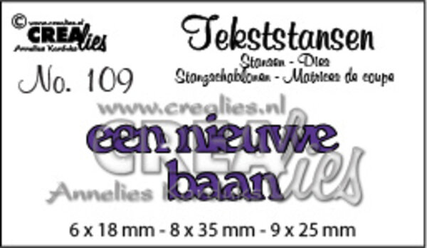 Crealies Tekst Stansen Dutch No. 109 Een Nieuwe Baan (CLTS109) Crealies Tekst Stansen Dutch No. 109 Een Nieuwe Baan (CLTS109)