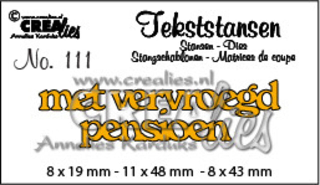 Crealies Text Dies Dutch No. 111 Met Vervroegd Pensioen (CLTS111) Crealies Text Dies Dutch No. 111 Met Vervroegd Pensioen (CLTS111)