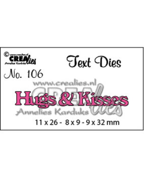 Crealies Text Dies English No. 106 Hugs & Kisses (CLTD106)