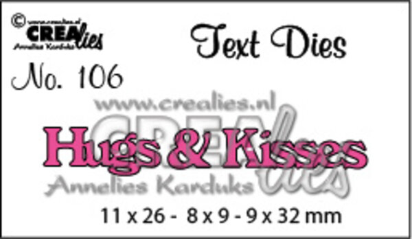 Crealies Tekst Stansen English No. 106 Hugs & Kisses (CLTD106)