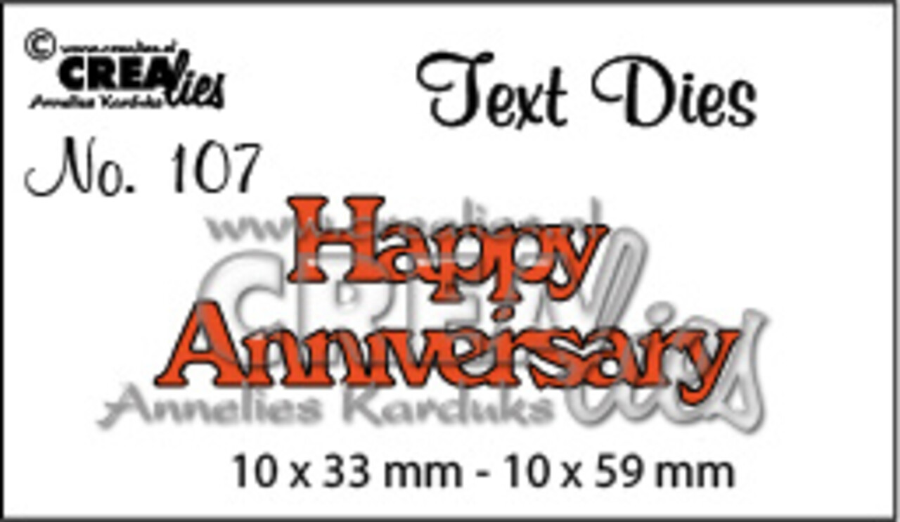Crealies Tekst Stansen English No. 107 Happy Anniversary (CLTD107)