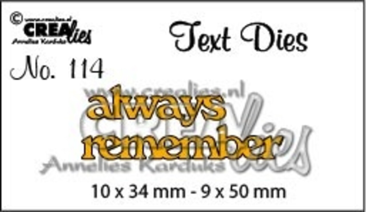 Crealies Tekst Stansen English No. 114 always remember (CLTD114)