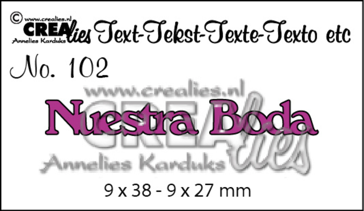 Crealies Tekst Stansen Spanish No. 102 Nuestra Boda (CLES102)