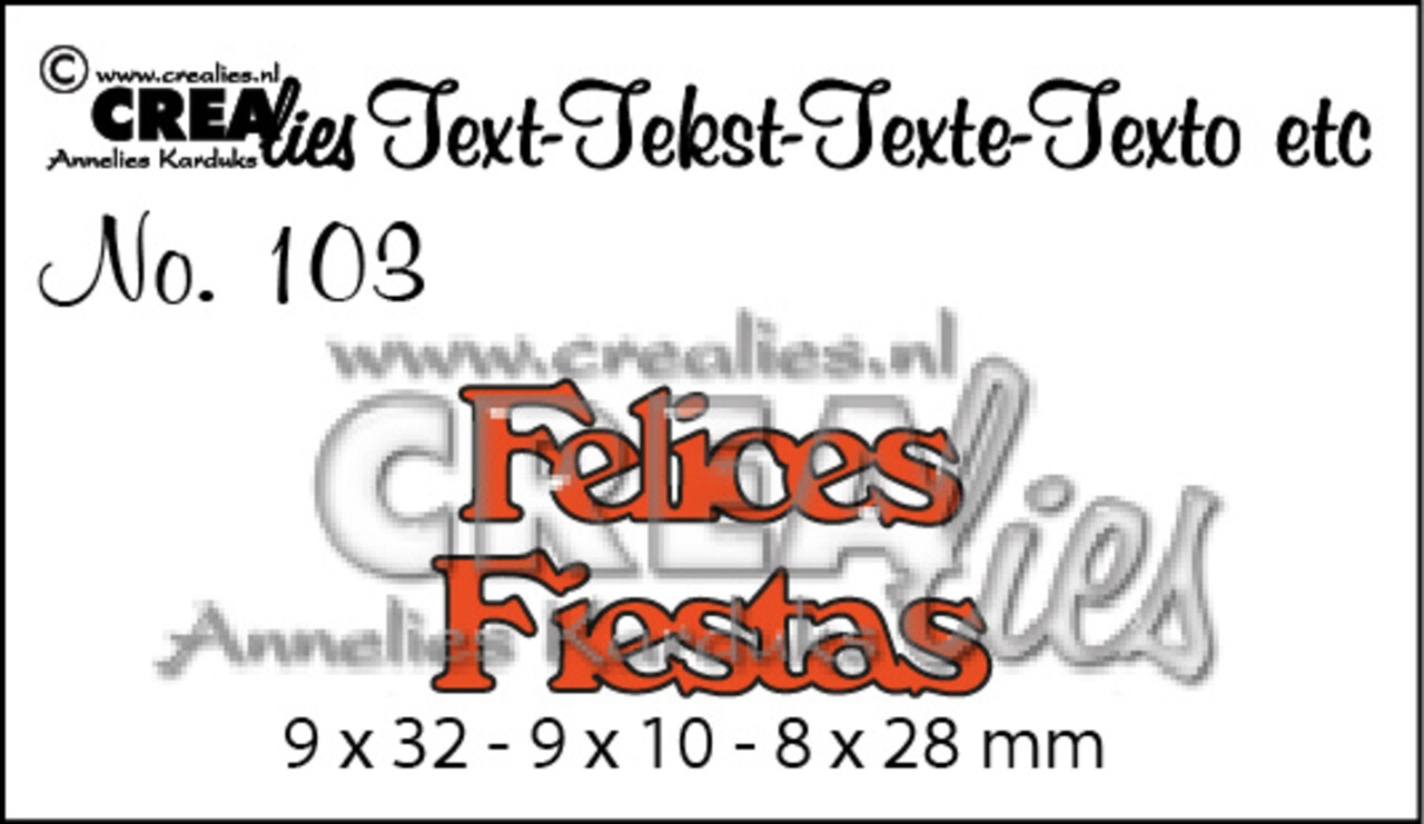 Crealies Tekst Stansen Spanish No. 103 Felices Fiestas (CLES103)