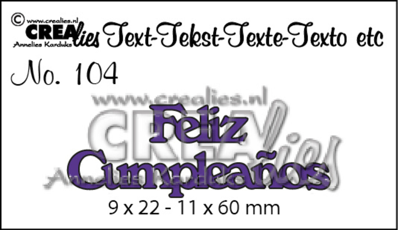 Crealies Text Dies Spanish No. 104 Feliz Cumpleanos (CLES104)