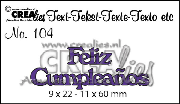 Crealies Tekst Stansen Spanish No. 104 Feliz Cumpleanos (CLES104)