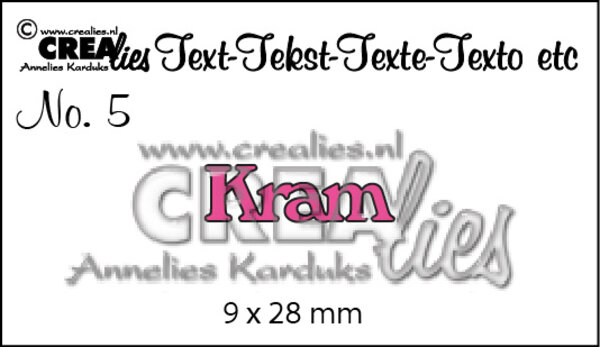 Crealies Tekst Stansen Swedish No. 5 Kram (CLSE05)