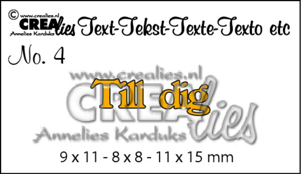 Crealies Text Dies Swedish No. 4 Till Dig (CLSE04)