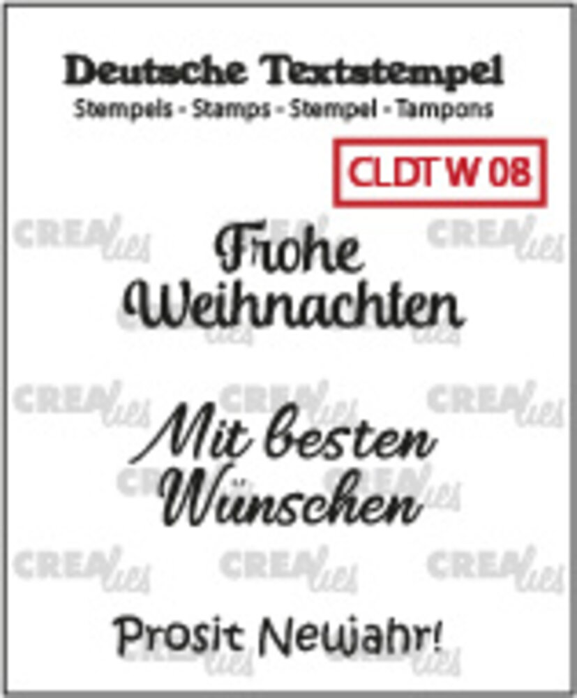 Crealies Text Stamps German Frohe Weihnachten / Mit besten Wünschen / Prosit Neujahr! (CLDTW08) Crealies Text Stamps German Frohe Weihnachten / Mit besten Wünschen / Prosit Neujahr! (CLDTW08)