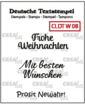 Crealies Text Stamps German Frohe Weihnachten / Mit besten Wünschen / Prosit Neujahr! (CLDTW08)