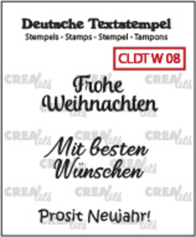 Crealies Text Stamps German Frohe Weihnachten / Mit besten Wünschen / Prosit Neujahr! (CLDTW08) Crealies Text Stamps German Frohe Weihnachten / Mit besten Wünschen / Prosit Neujahr! (CLDTW08)