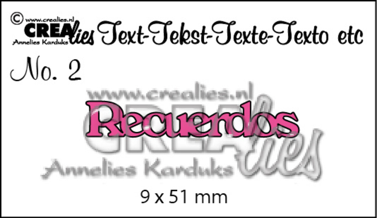 Crealies Text Dies Spanish No. 2 Recuerdos (CLES02)