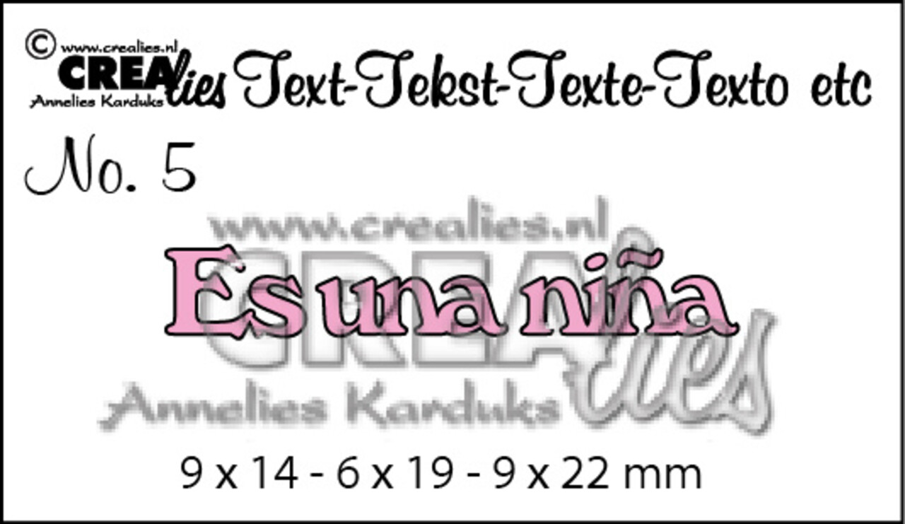 Crealies Tekst Stansen Spanish No. 5 Es una Nina (CLES05)