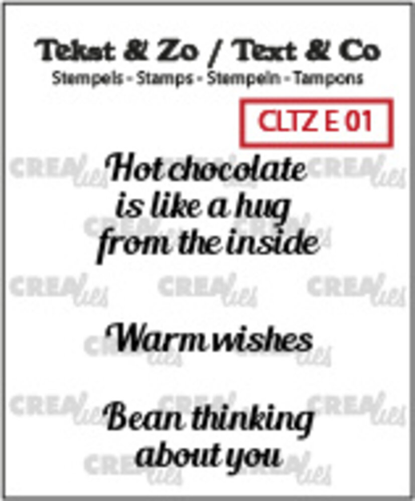 Crealies Tekst & Zo Stempels English No. 1 Warm Drinks A (CLTZE01)