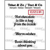 Crealies Text & Co Stamps English No. 1 Warm Drinks A (CLTZE01)