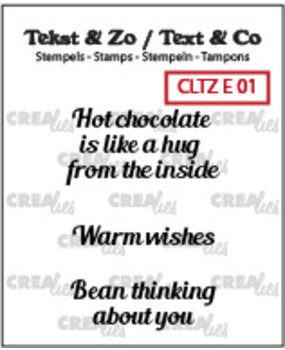 Crealies Tekst & Zo Stempels English No. 1 Warm Drinks A (CLTZE01)