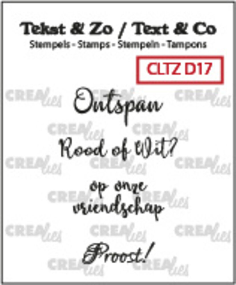 Crealies Tekst & Zo Stempels Dutch No. 17 Wijn A (CLTZD17) Crealies Tekst & Zo Stempels Dutch No. 17 Wijn A (CLTZD17)
