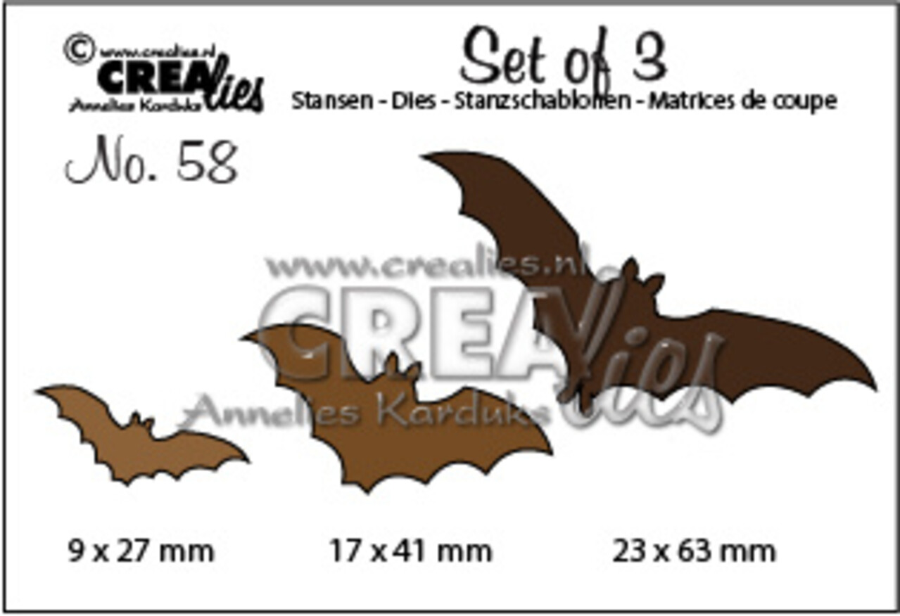 Crealies Set Van 3 Stansen No. 58 Vleermuizen (CLSet58)