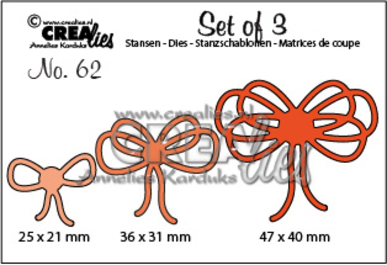 Crealies Set Van 3 Stansen No. 62 Strikjes (CLSet62)